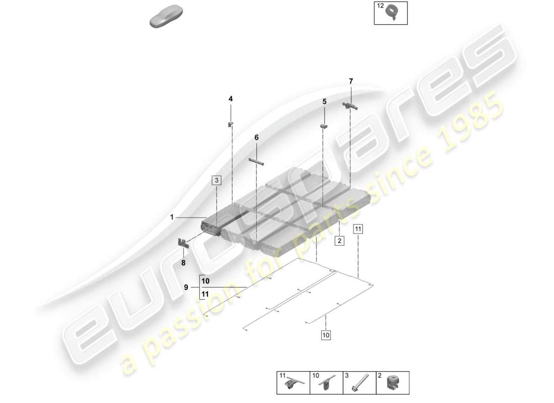 porsche 2025 (macan-e) batería de alto voltaje partes individuales diagrama de piezas