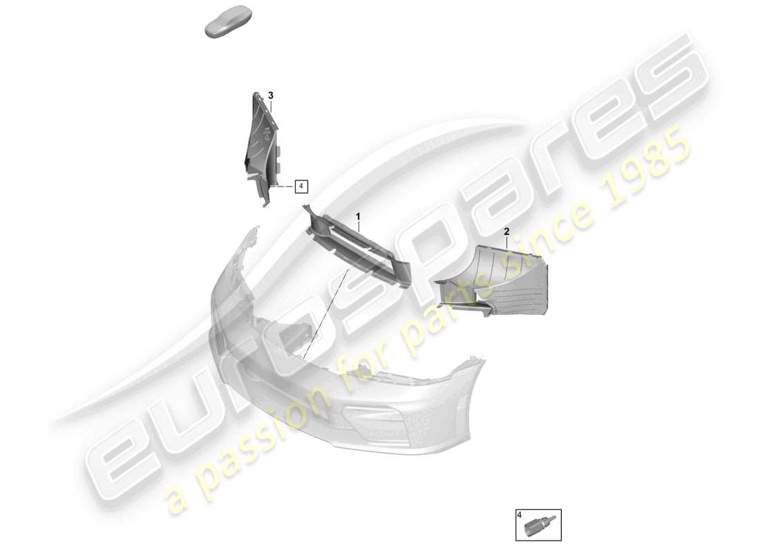 porsche 2025 (992-2 gt3) diagrama de piezas del parachoques de la guía de aire