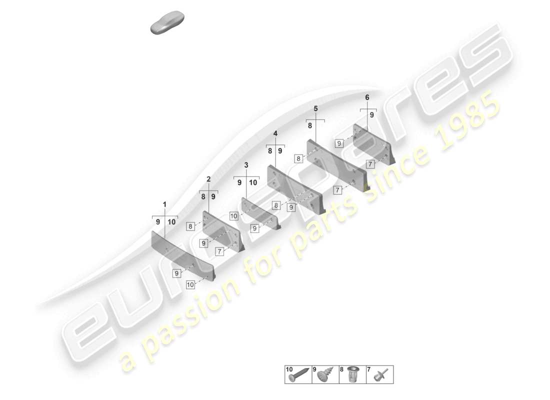 porsche 2022 (panamera 971-2) diagrama de piezas del soporte de matrícula gts