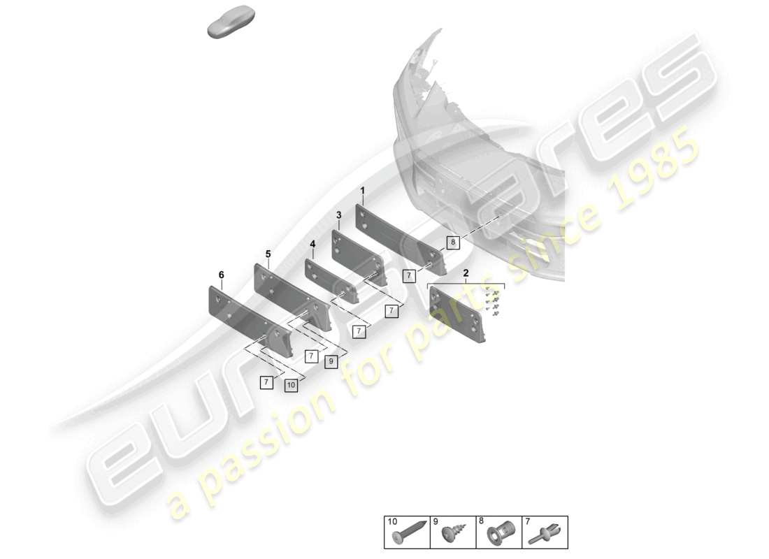 porsche 2026 (panamera 976) portamatrícula diagrama de piezas