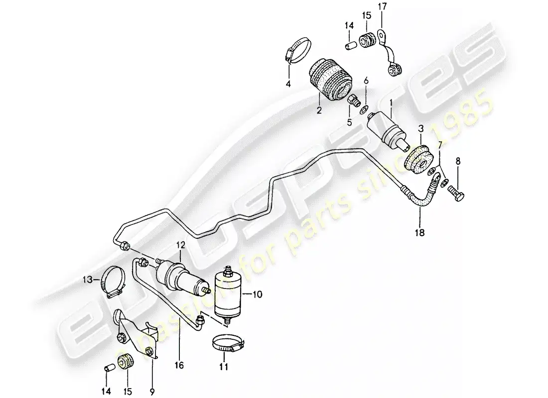 porsche 1991 (964) fuel system diagrama de piezas