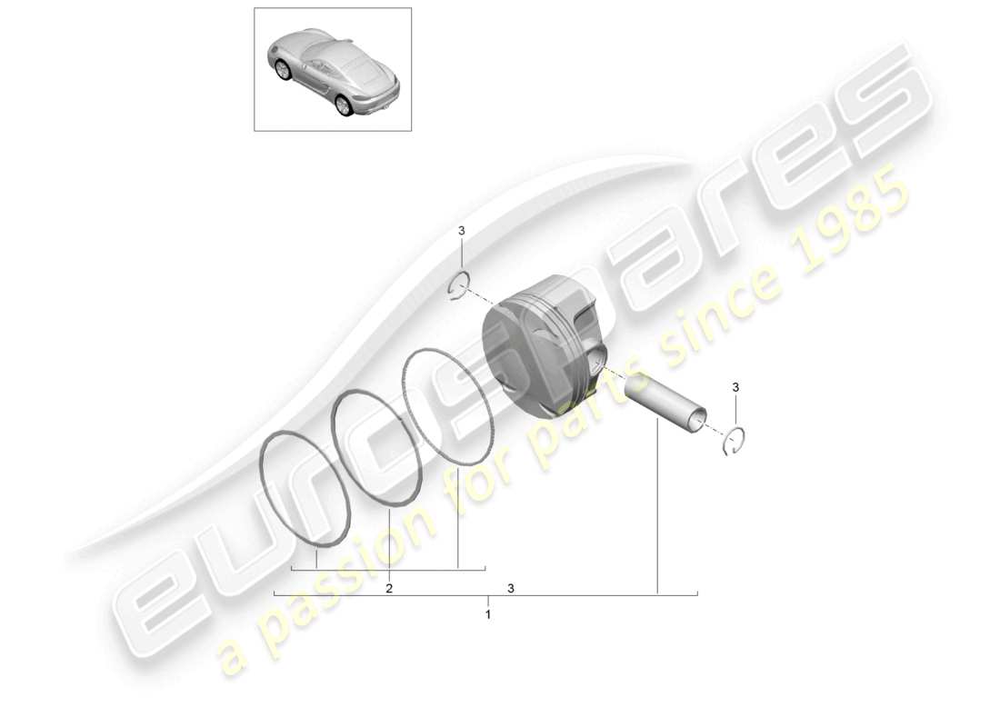 porsche 2021 (718 cayman) diagrama de piezas del pistón