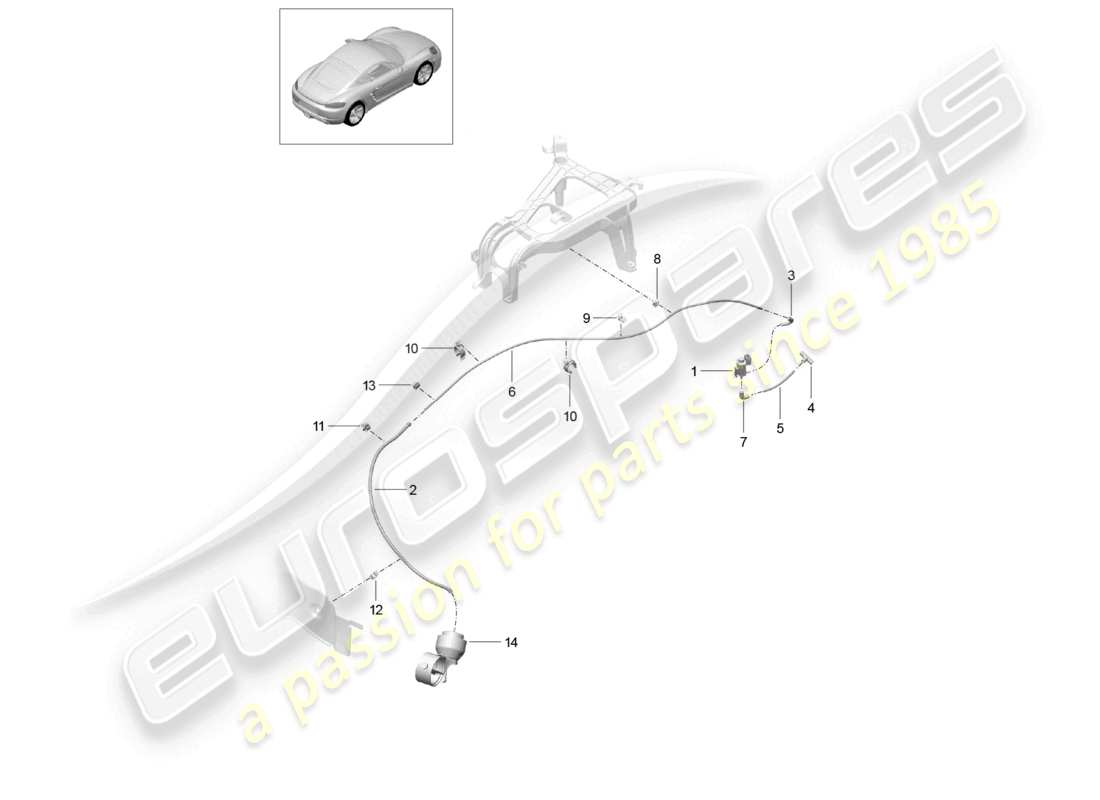 porsche 2021 (718 cayman) diagrama de piezas de la unidad de control de la aleta de escape del sistema de escape deportivo