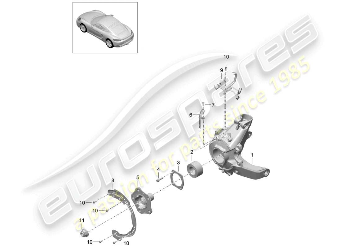 porsche 2021 (718 cayman) eje trasero portaruedas cubo de rueda diagrama de piezas
