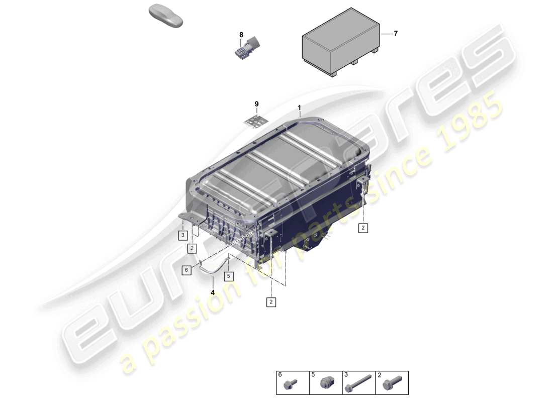 porsche 2026 (panamera 976) diagrama de piezas de la batería híbrida