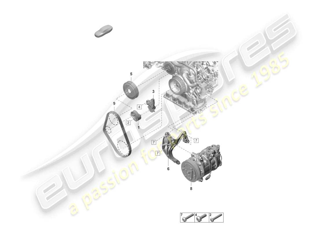 porsche 2022 (panamera 971-2) diagrama de piezas del amortiguador del tensor de correa de correa poli v