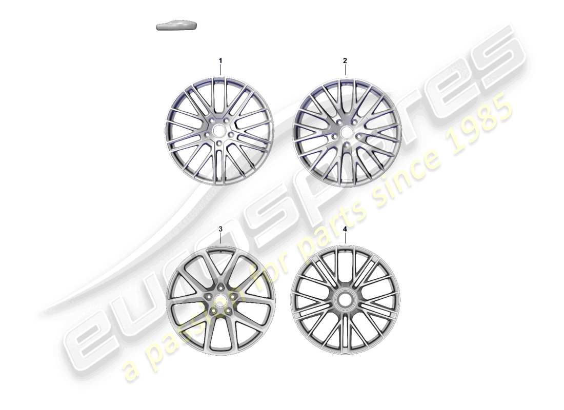 porsche 2026 (panamera 976) diagrama de piezas de la rueda de aleación 21