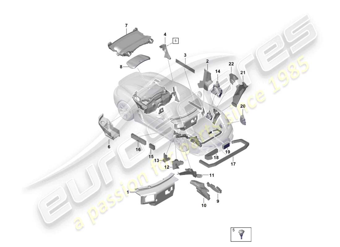 porsche 2021 (718 boxster spyder) diagrama de piezas del aislamiento de la carrocería (aplicación universal)