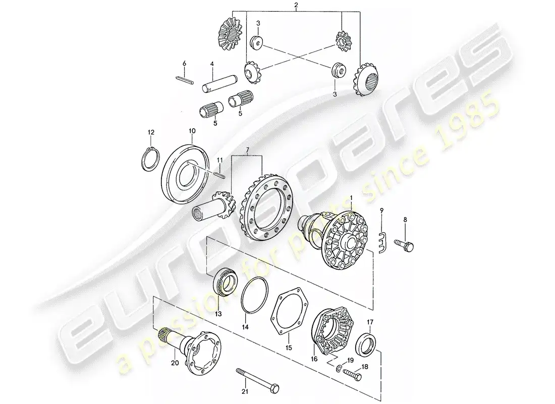 porsche 1988 (928) transmisión automática - diferencial 2 diagrama de piezas