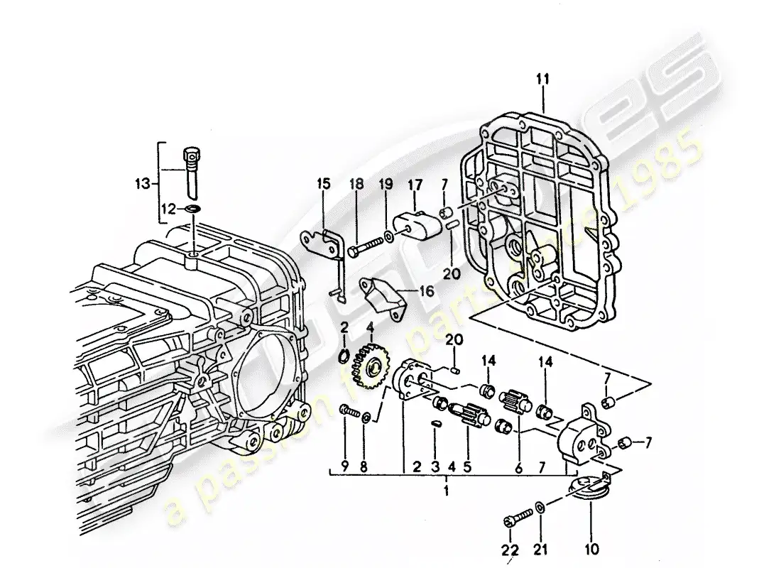porsche 1994 (928) caja de cambios manual - refrigeración de aceite - bomba de aceite diagrama de piezas