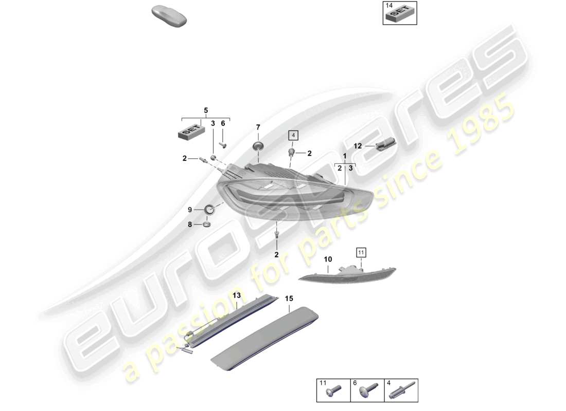 porsche 2023 (718 boxster spyder) luz trasera luz de matrícula luz de freno adicional luz antiniebla trasera diagrama de piezas