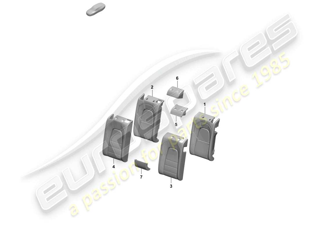 porsche 2025 (macan-e) parte trasera de espuma respaldo del asiento trasero funda del respaldo diagrama de piezas