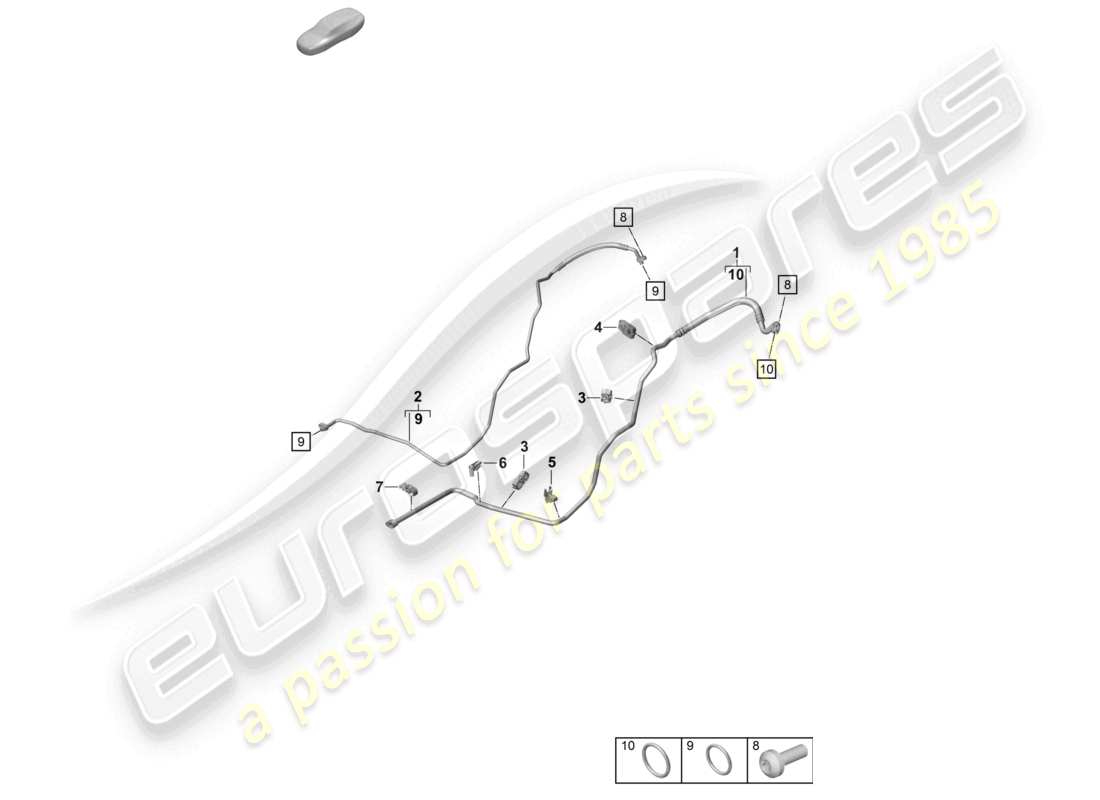 porsche 2025 (992-2 turbo / s) diagrama de piezas de la línea de refrigerante trasera del aire acondicionado