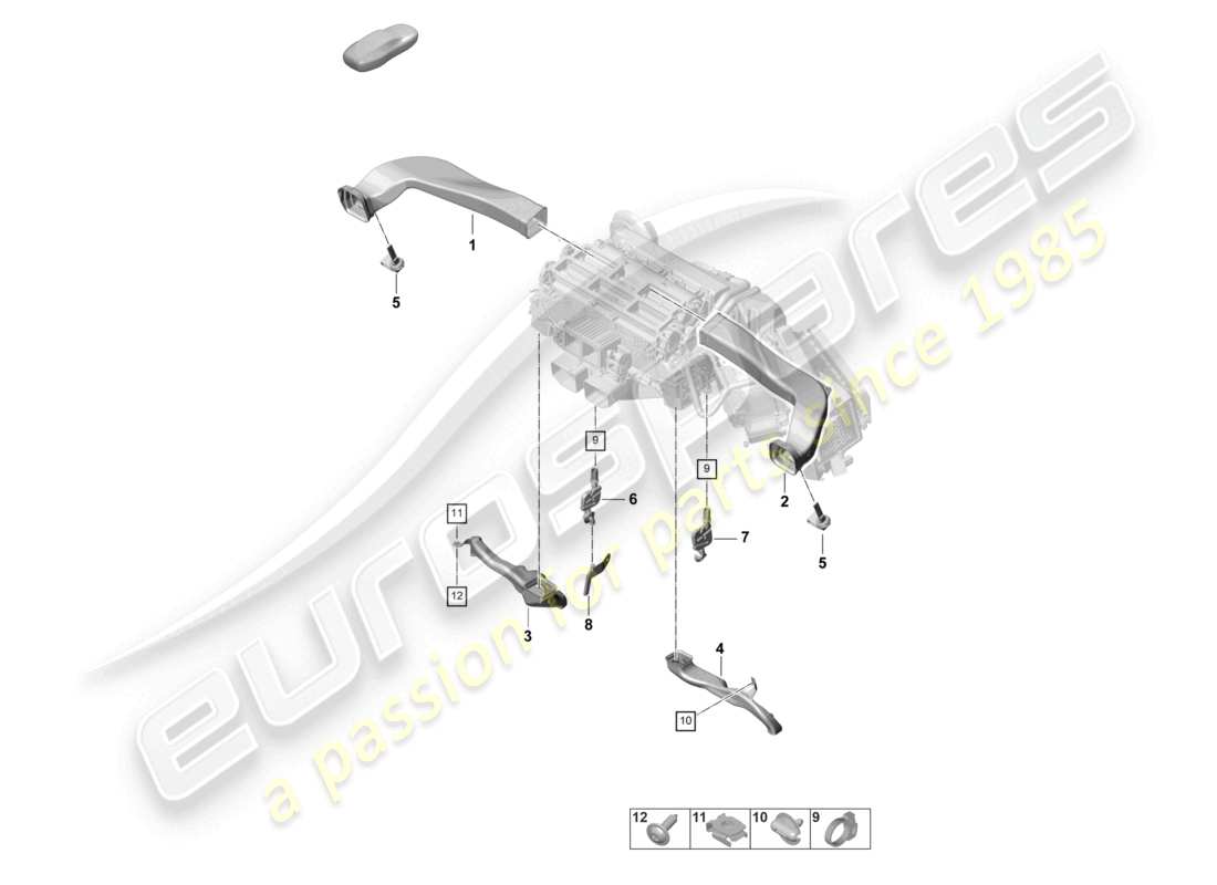 porsche 2022 (panamera 971-2) diagrama de piezas del tablero del aire acondicionado guía de aire