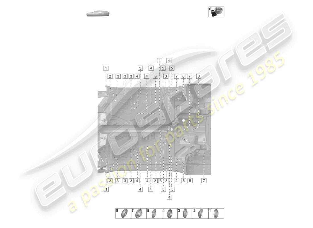 porsche 2025 (992-2 turbo / s) tapones para la parte inferior exterior de la carrocería diagrama de piezas de los bajos de la carrocería del coche