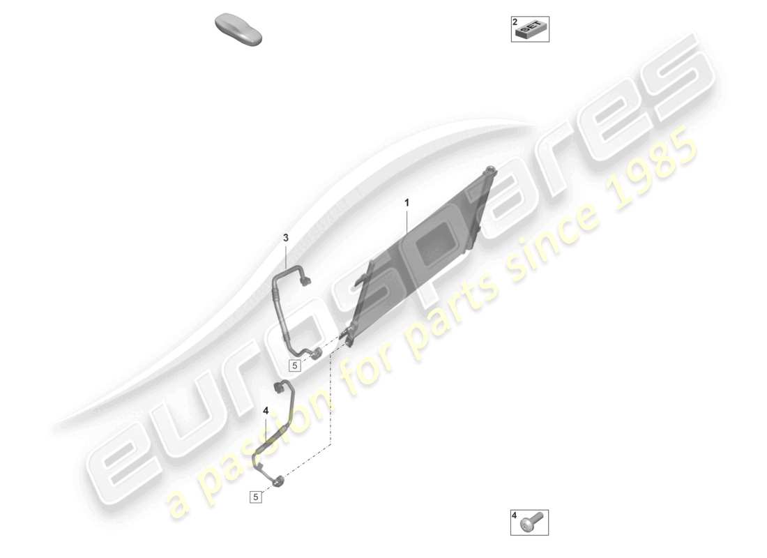 porsche 2021 (992-1 gt3/rs/st) condensador de aire acondicionado diagrama de piezas