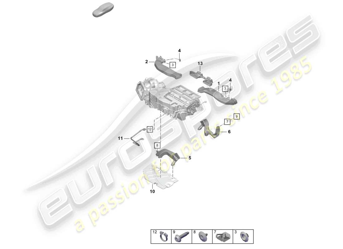 porsche 2021 (718 cayman gt4) diagrama de piezas de la guía aérea