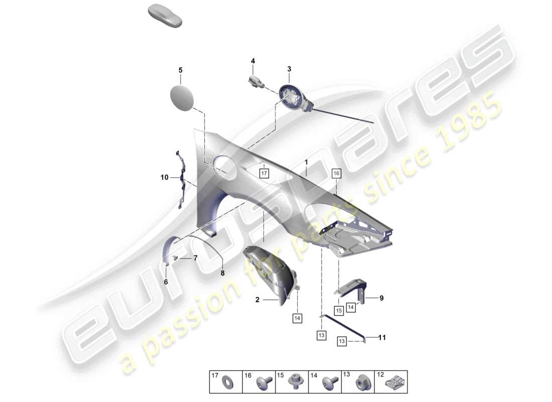 porsche 2021 (718 cayman gt4) diagrama de piezas del ala