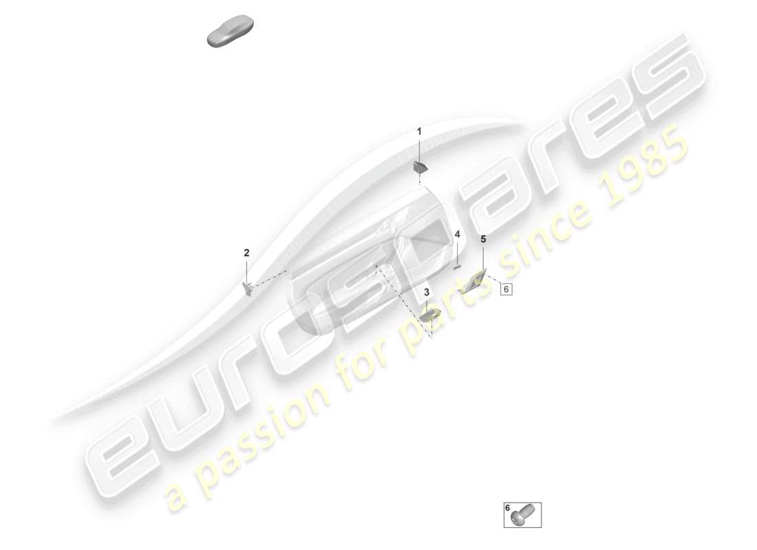 porsche 2021 (992-1 gt3/rs/st) diagrama de piezas de accesorios del panel de la puerta