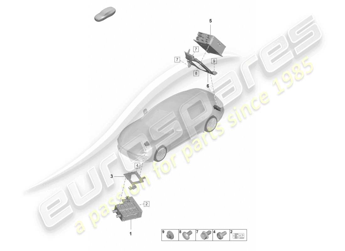 porsche 2022 (panamera 971-2) diagrama de piezas del cargador de batería de alto voltaje (ptc)