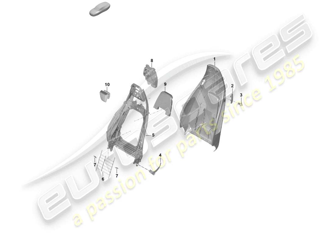 porsche 2021 (718 cayman gt4) carcasa del respaldo asiento deportivo plus accesorios estructura del respaldo diagrama de piezas