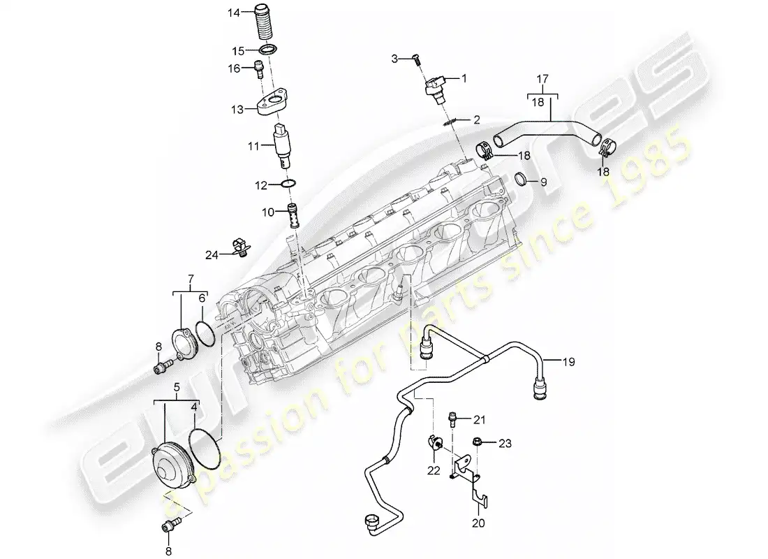 porsche 2005 (carrera gt) culata - tapa de válvula - accesorios diagrama de piezas