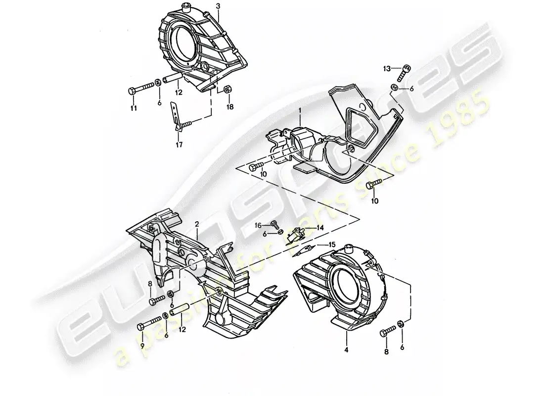 porsche 1993 (928) cubre correa dentada diagrama de piezas
