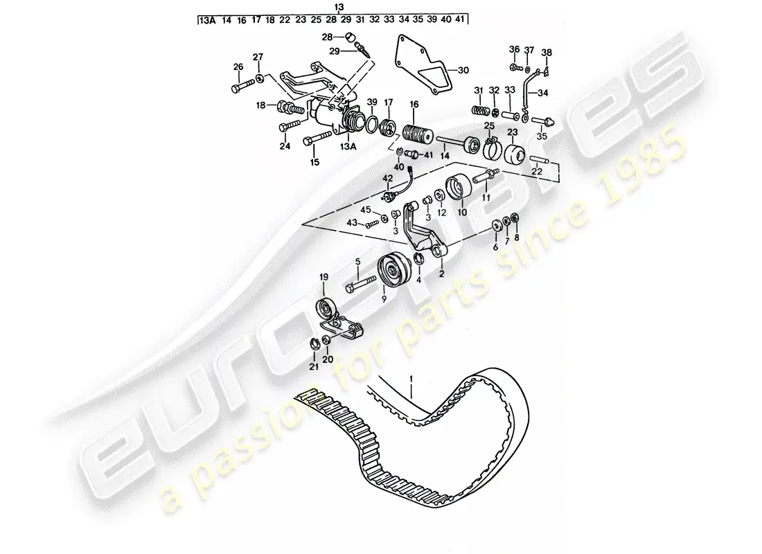 porsche 1993 (928) mecanismo de impulsión - árbol de levas diagrama de piezas