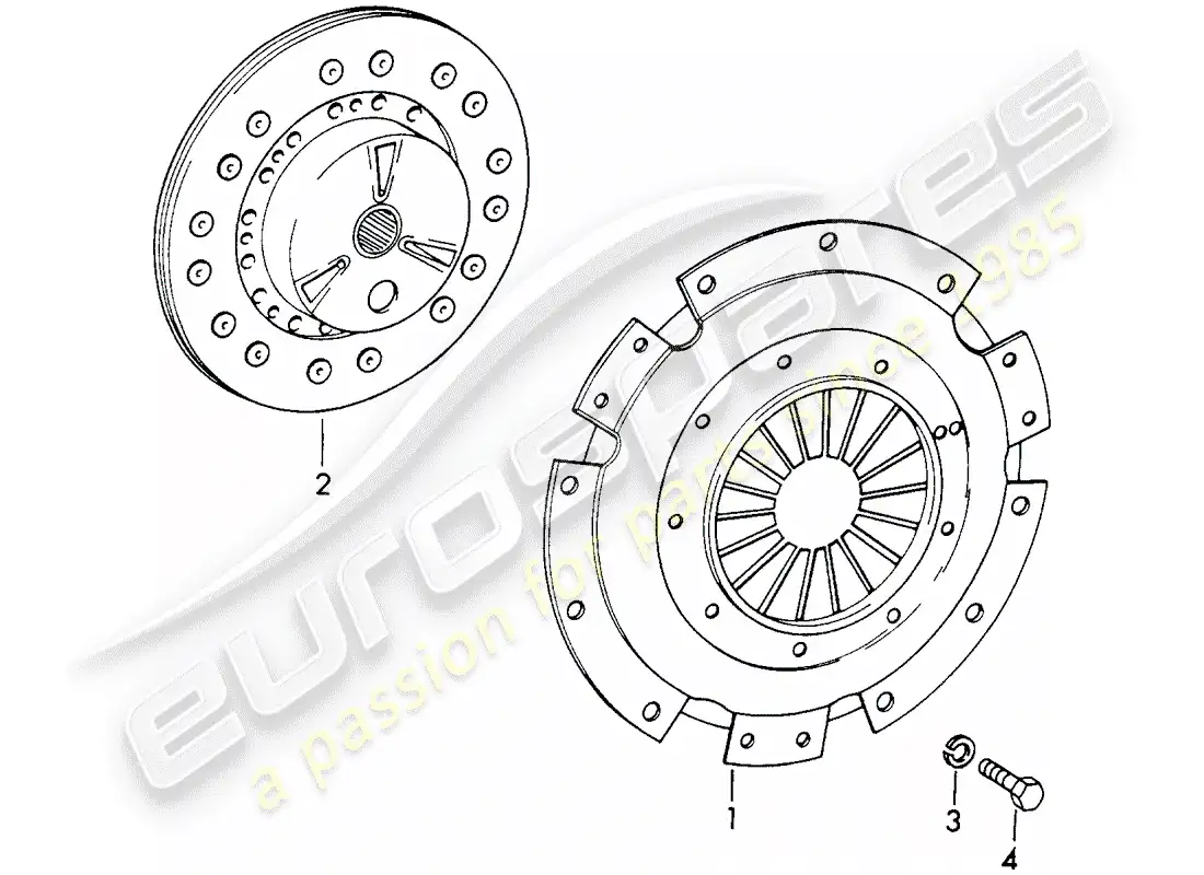 porsche 1965 (911/912) embrague diagrama de piezas