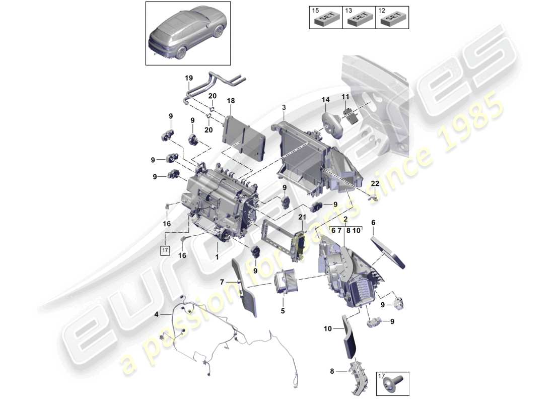 porsche 2021 (cayenne e3 9ya/9yb) aire acondicionado phev diagrama de piezas