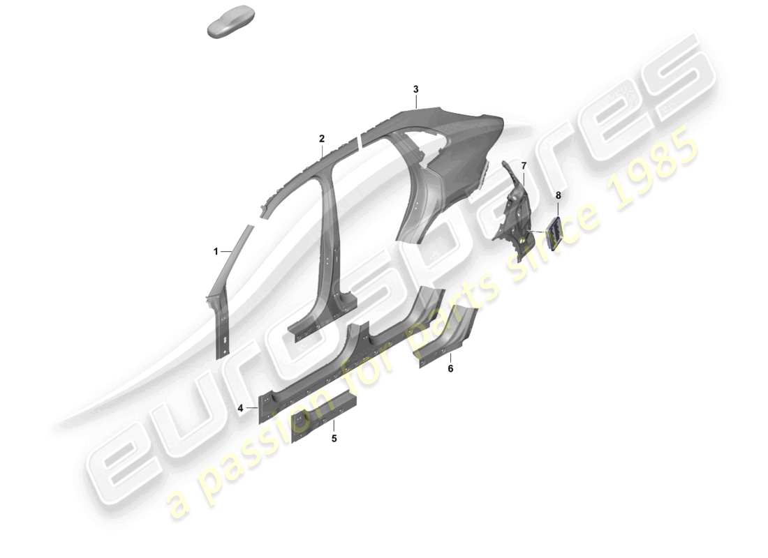 porsche 2025 (cayenne e3 pa) pieza lateral exterior pieza seccional - panel lateral diagrama de piezas