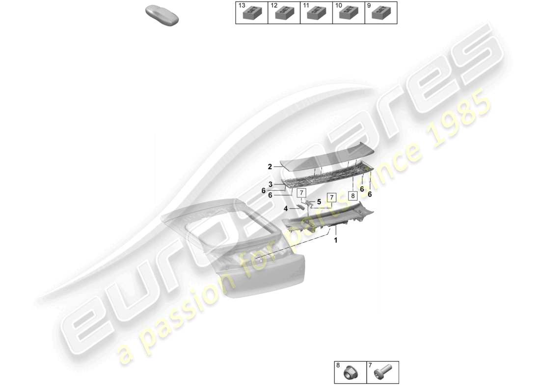 porsche 2025 (macan-e) alerón trasero trasero diagrama de piezas