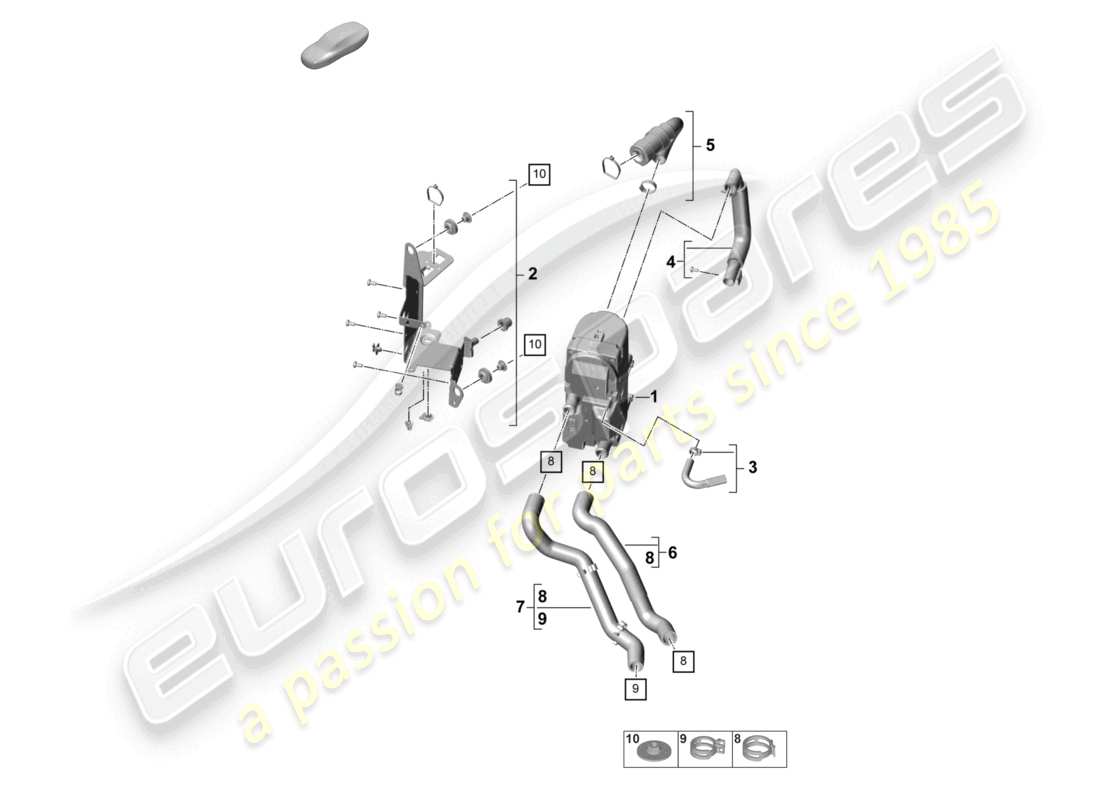 porsche 2022 (panamera 971-2) diagrama de piezas del calentador auxiliar y accesorios