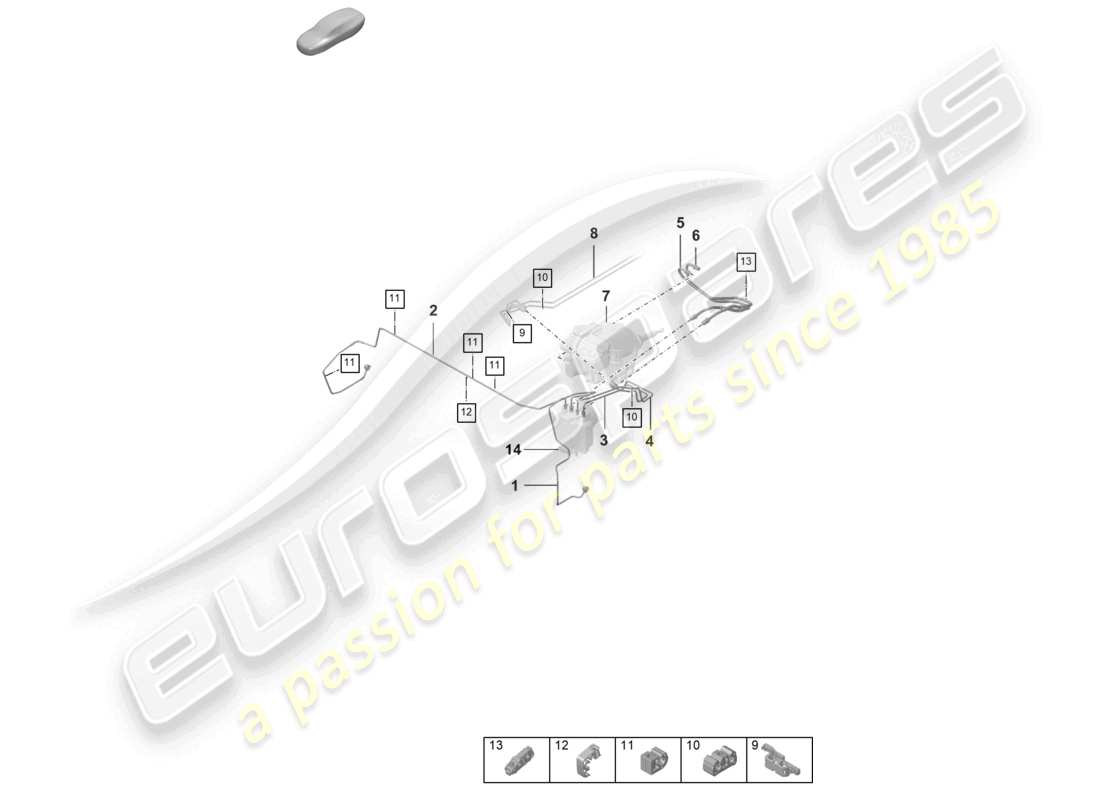 porsche 2024 (992-2) diagrama de piezas de la línea de freno del extremo delantero