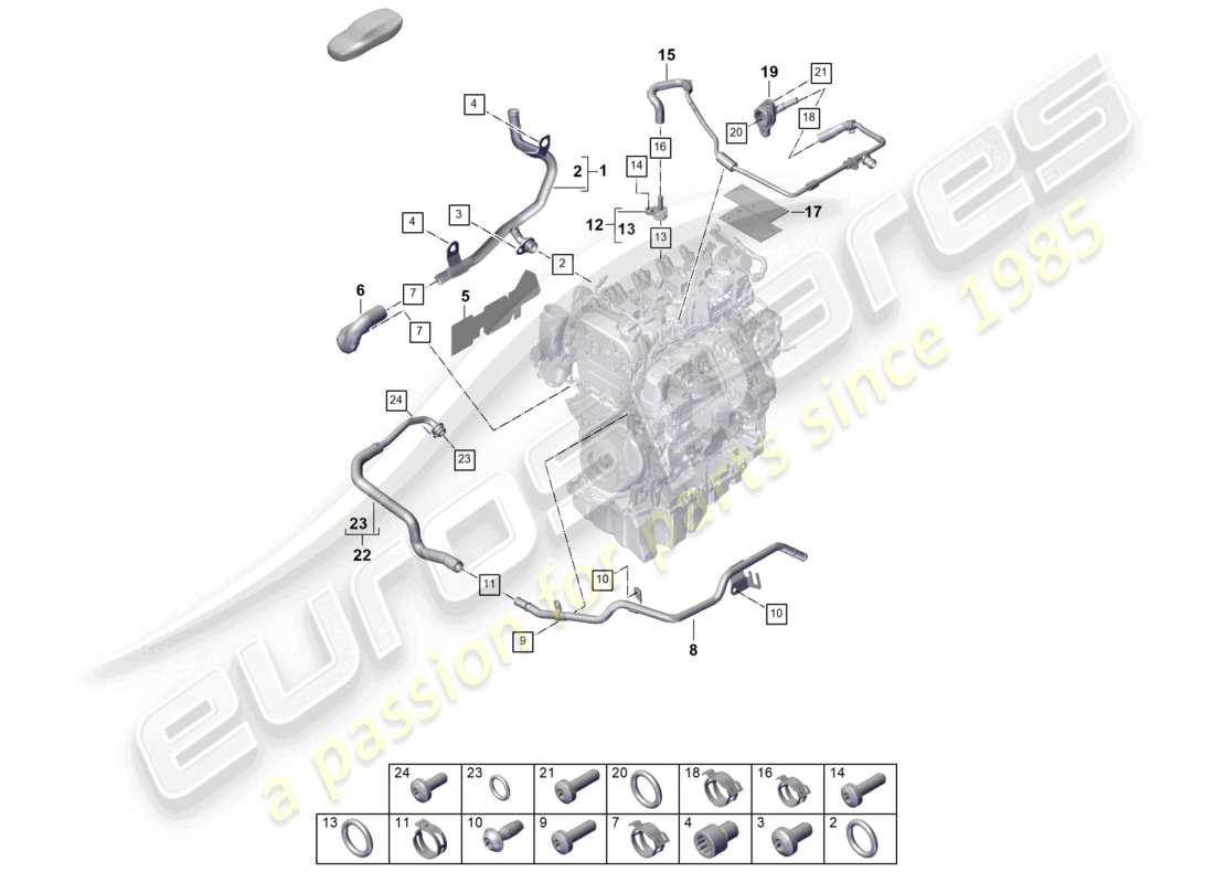 porsche 2026 (cayenne e3 pa) sistema de enfriamiento del refrigerante diagrama de piezas