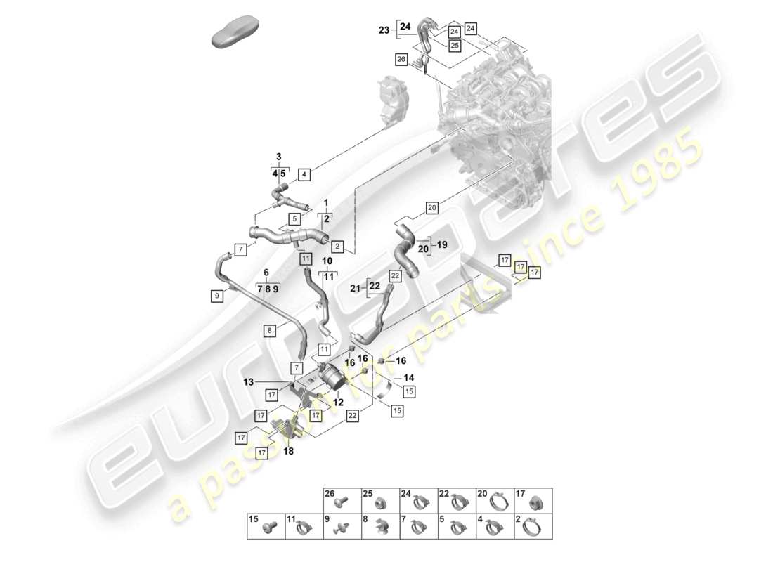 porsche 2022 (panamera 971-2) diagrama de piezas del sistema de refrigeración del refrigerante para vehículos con propulsión híbrida