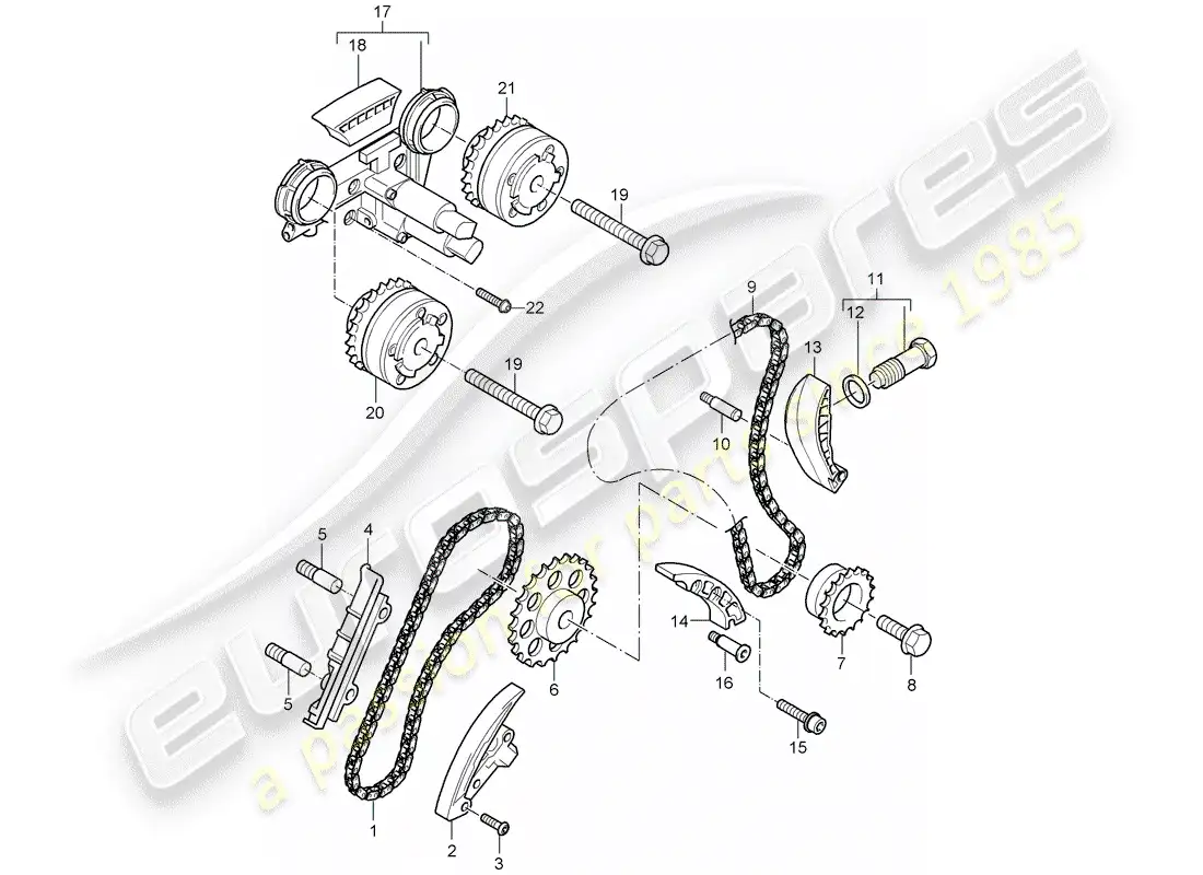 porsche 2005 (cayenne e1 9pa) cadena de distribución diagrama de piezas