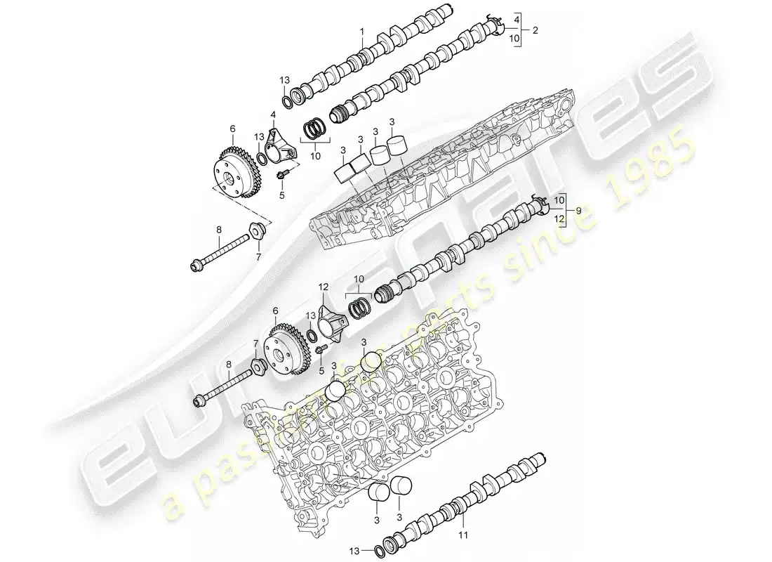 porsche 2005 (cayenne e1 9pa) árbol de levas diagrama de piezas