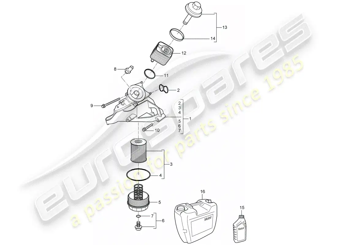 porsche 2004 (cayenne e1 9pa) filtro de aceite diagrama de piezas
