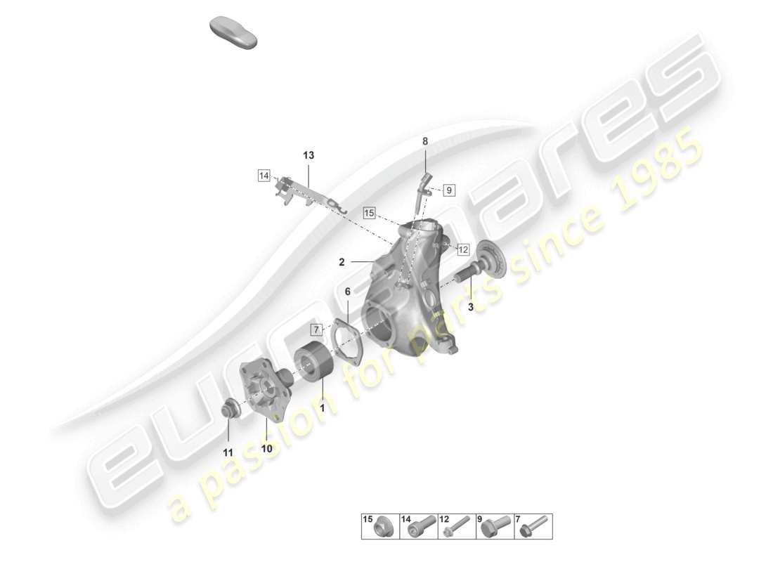 porsche 2024 (992-1) diagrama de piezas del cubo de la rueda del soporte de la rueda