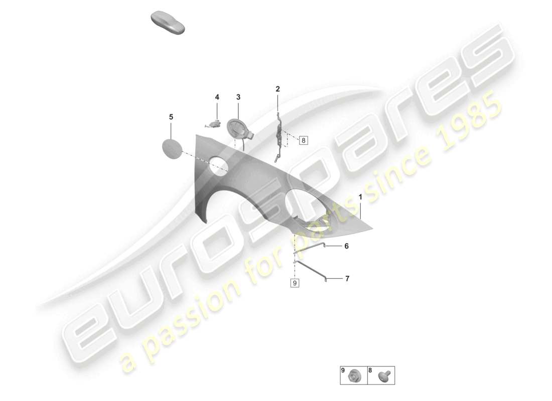 porsche 2026 (992-2 turbo / s) diagrama de piezas del ala