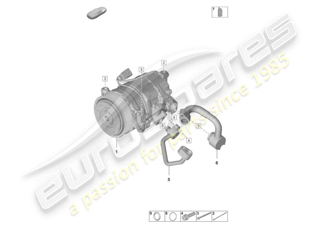 porsche 2025 (992-2 turbo / s) diagrama de piezas del refrigerante del compresor de aire acondicionado r1234yf