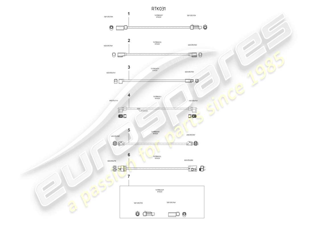 porsche 2020 (taycan 9j1-1) kit de reparación para cables de antena diagrama de piezas