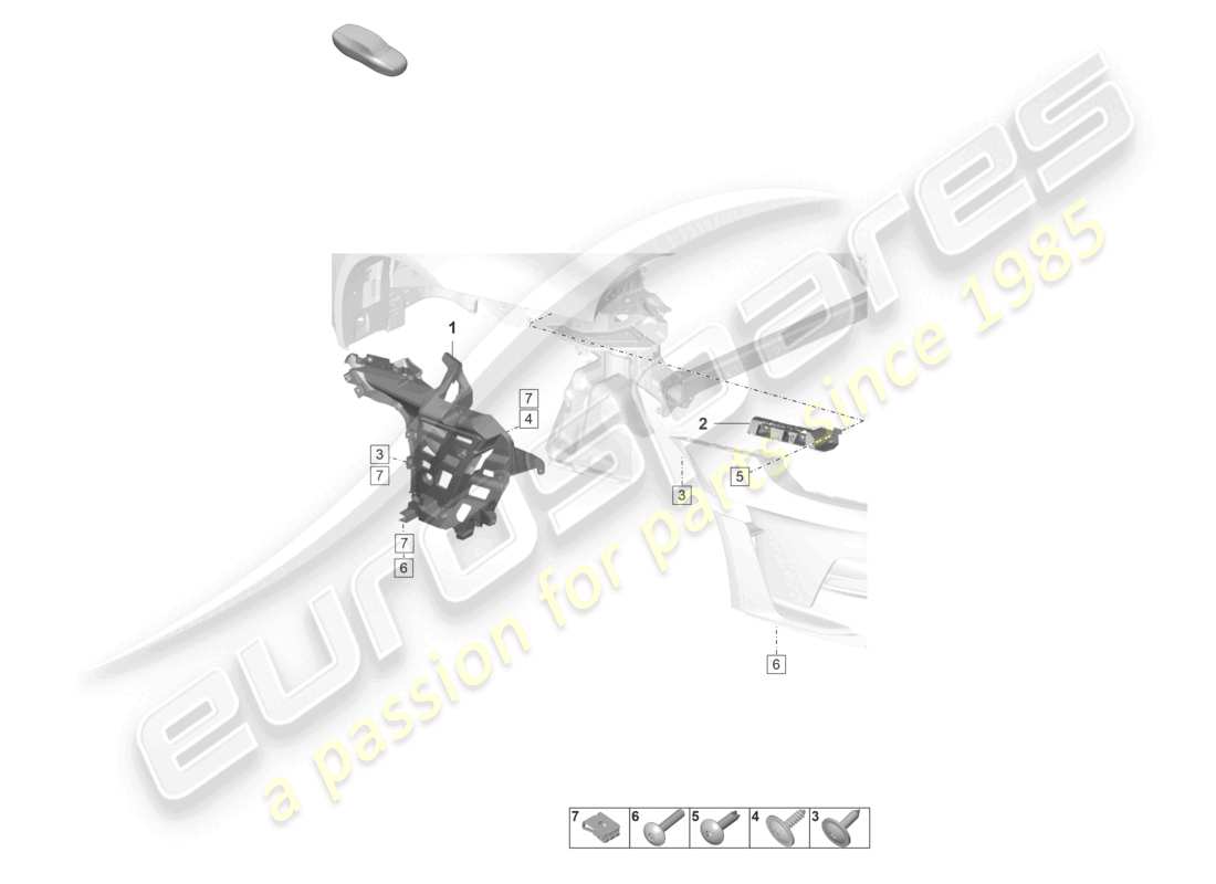 porsche 2021 (992-1 gt3/rs/st) sujetadores del parachoques trasero gt3 diagrama de piezas rs