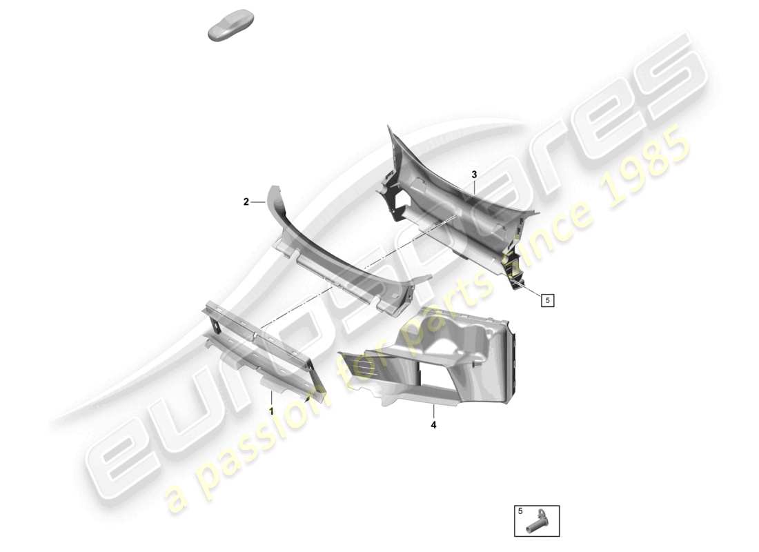 porsche 2021 (718 cayman gt4) diagrama de piezas de la guía de aire del parachoques delantero