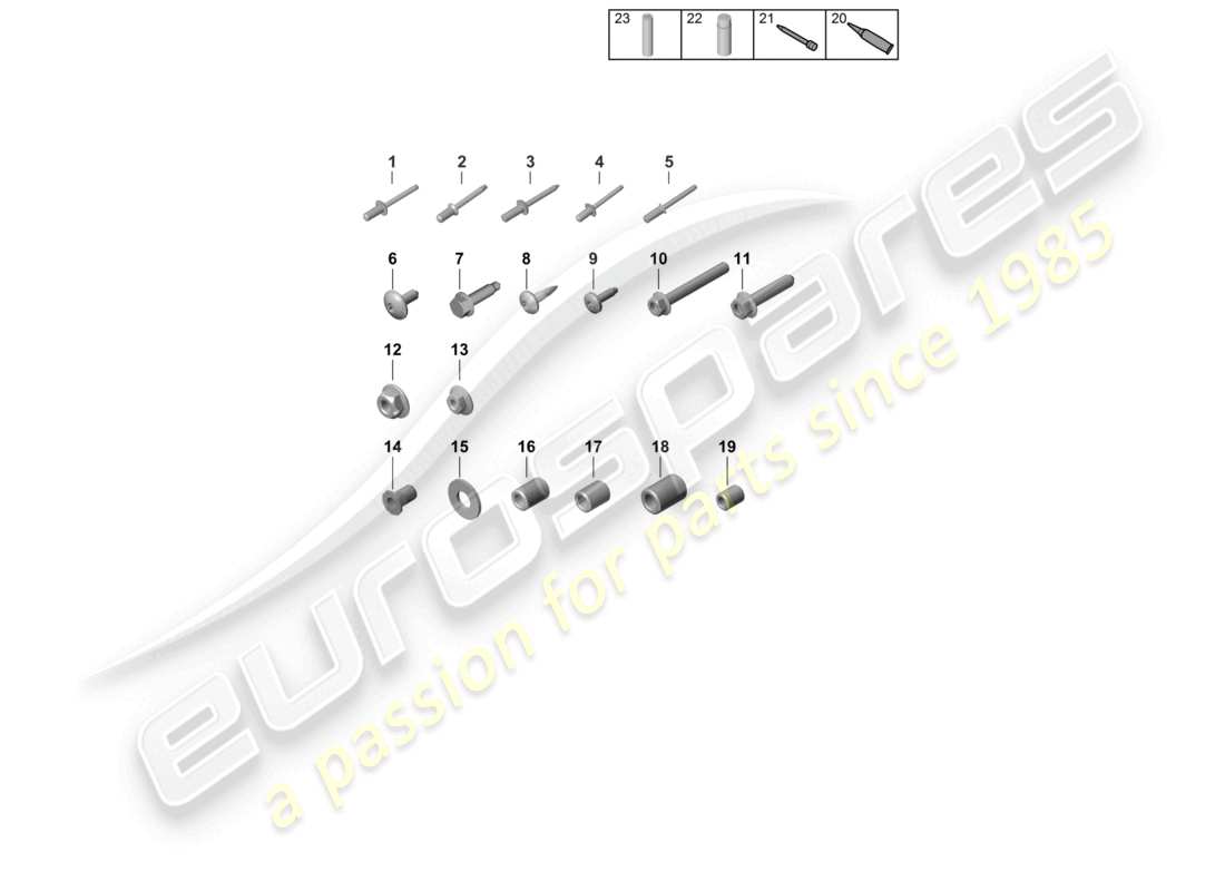 porsche 2021 (718 cayman gt4) elementos de fijación para carrocería de coche diagrama de piezas