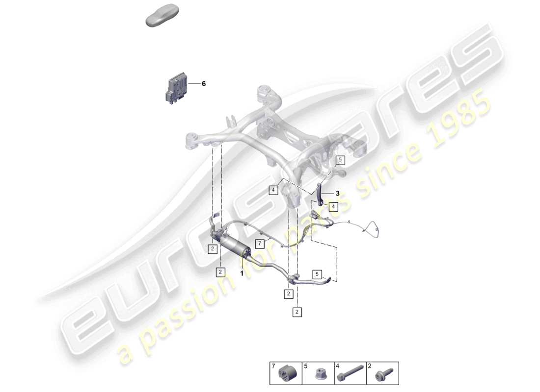 porsche 2025 (cayenne e3 pa) diagrama de piezas del eje trasero de la barra estabilizadora