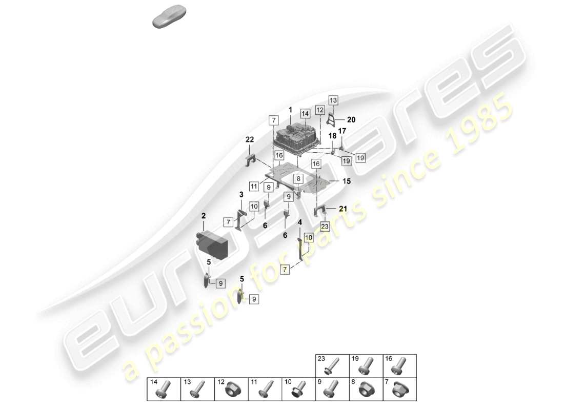 porsche 2026 (taycan 9j1-2) diagrama de piezas del módulo de salida del cargador de batería de alto voltaje