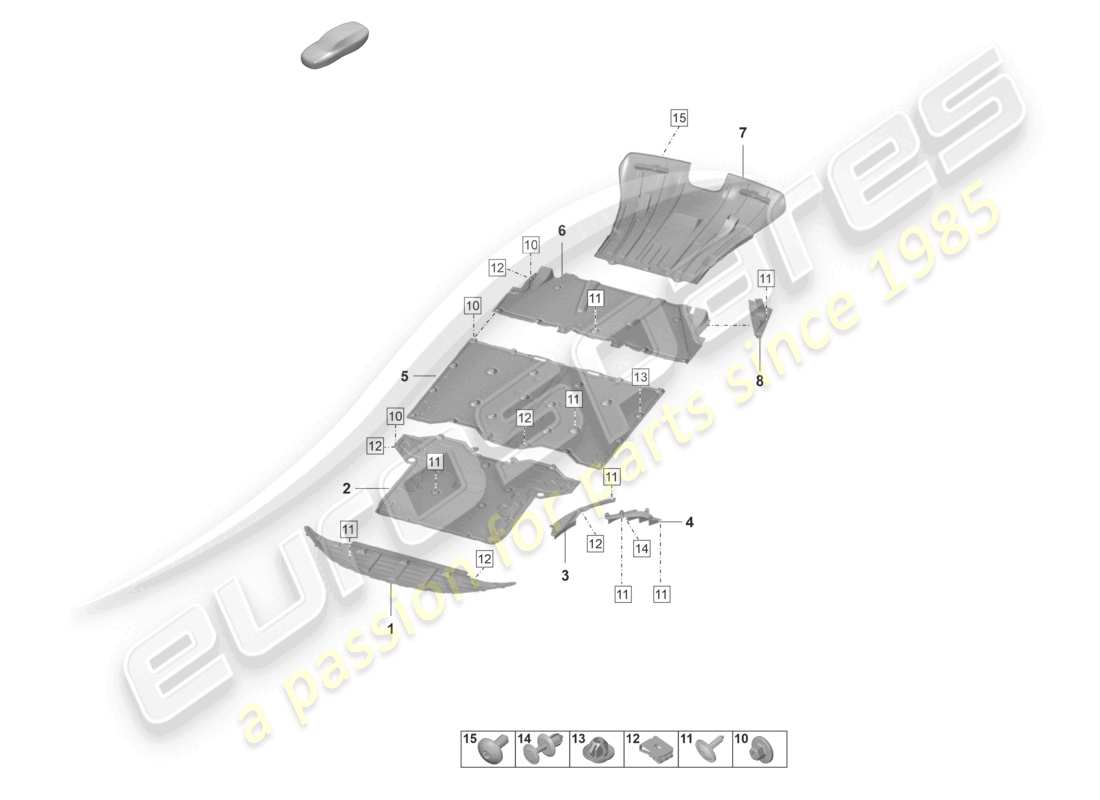 porsche 2023 (992-1 gt3/rs/st) adorno de bajos diagrama de piezas