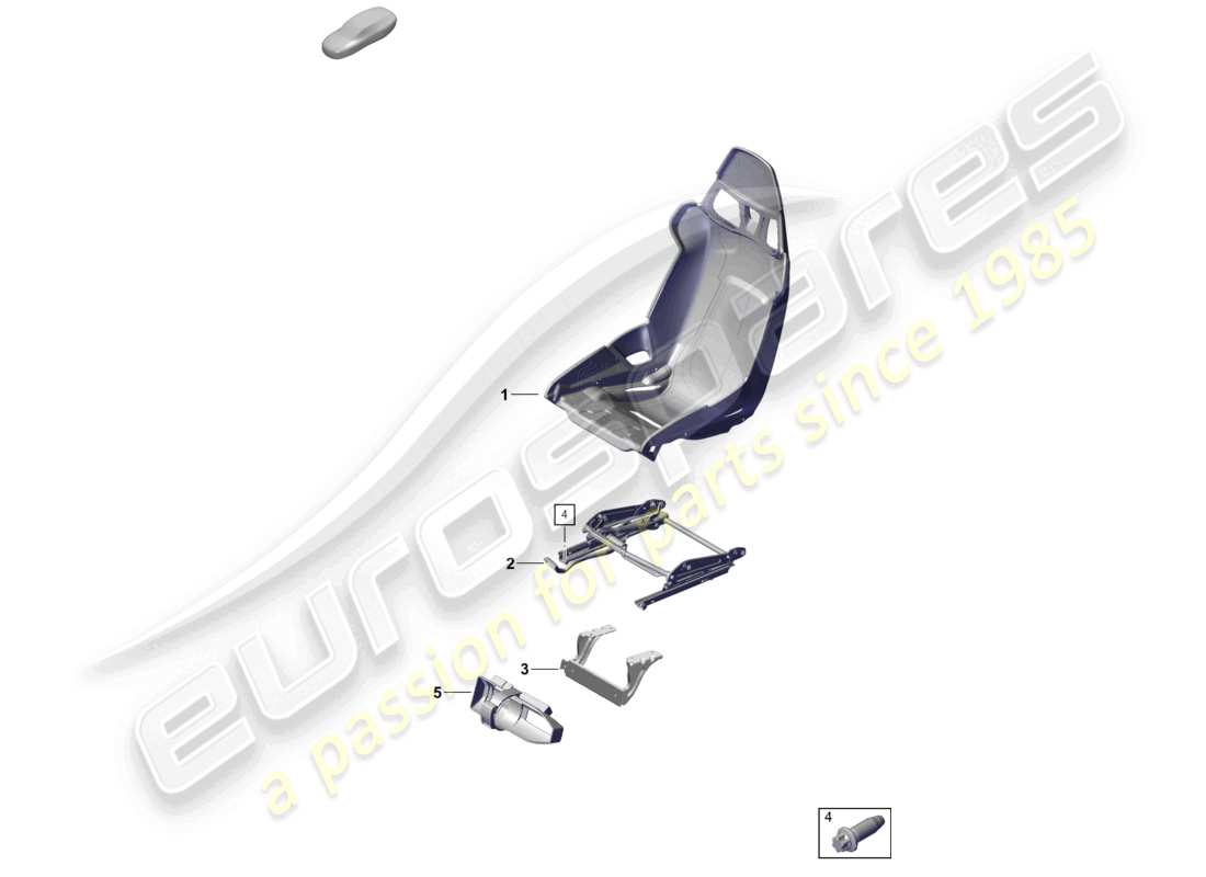 porsche 2023 (992-1 gt3/rs/st) asiento de cubo carcasa del asiento diagrama de piezas